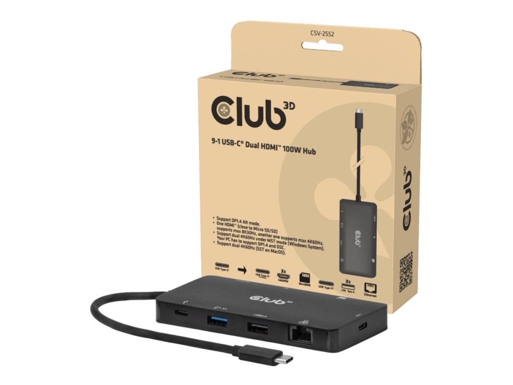 Club 3D - Dockningsstation - för bordsdator, laptop - USB-C - HDMI - 1GbE | Datorer & Surfplattor - Bärbara tillbehör - Port Replicator och dockning | GameStuff