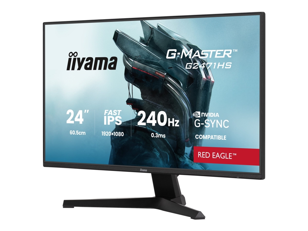 Iiyama G-Master Red Eagle G2471hs-B1 - Led-Skærm - Gaming - 24" - 1920 X 1080 Full Hd (1080P) @ 240 Hz - Fast Ips - 350 Cd/M² - 1000:1 - 0.3 Ms - Hdm