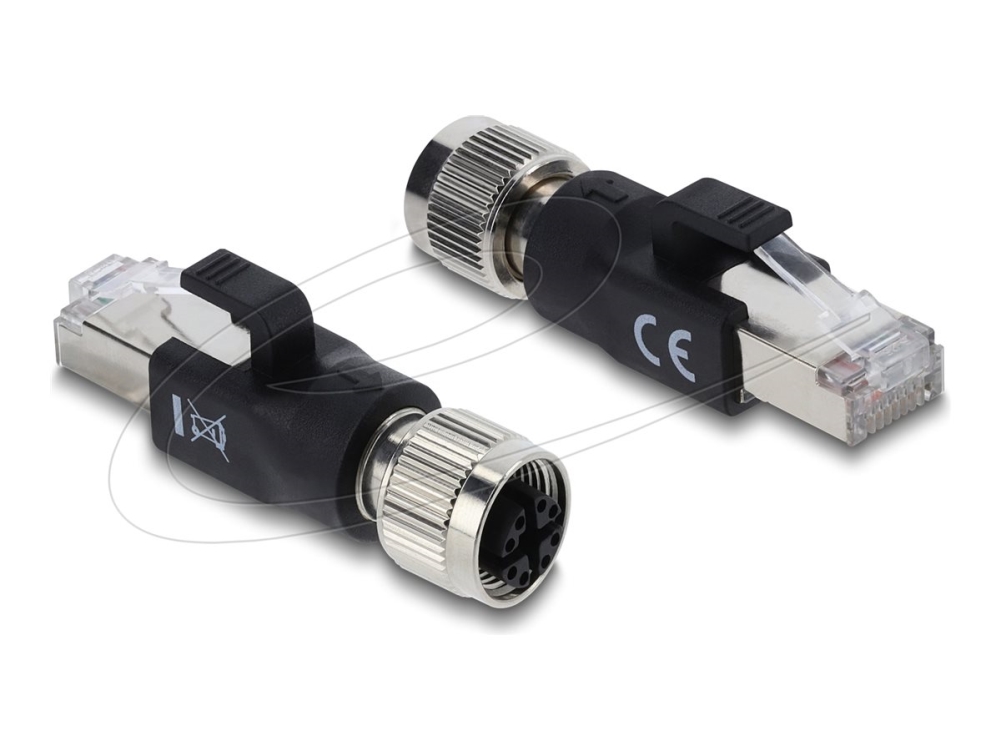 Delock M12-Adapter X-Kodet 8-Polet Hun Til Rj45-Han Sort (90834)
