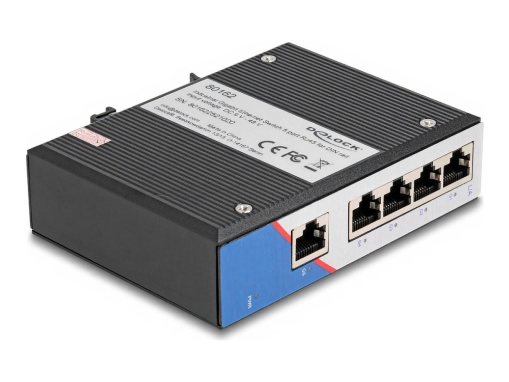 Delock - Switch - Industriel - 5 X 10/100/1000 - Din Monterbar På Skinne