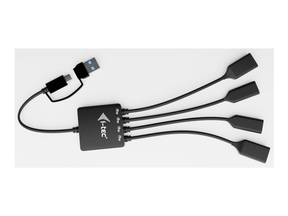 I-Tec Usb-C/Usb-A Cable Hub 4 Port (2X Usb-C, 2X Usb-A), Usb 3.2 Gen 1 (3.1 Gen 1) Type-A + Type-C, Usb 3.2 Gen 1 (3.1 Gen 1) Type-A, Usb 3.2 Gen 1 (