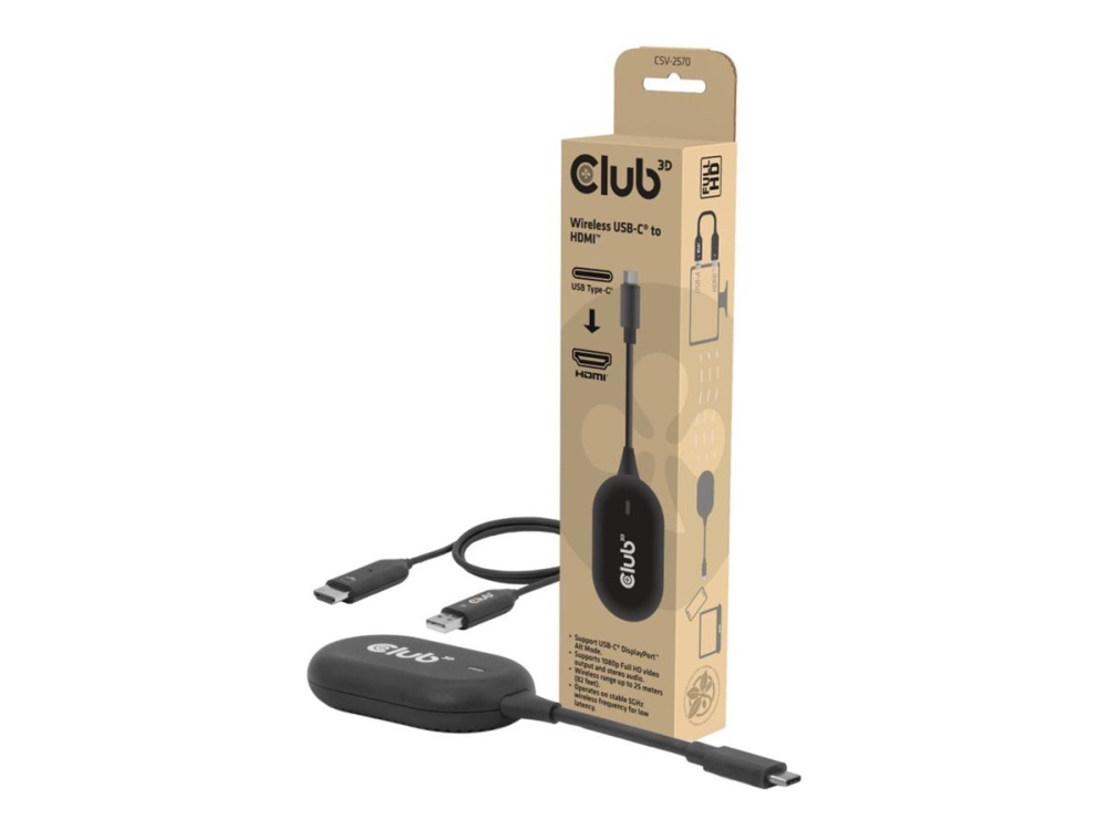 Club3d Wireless Usb-C To Hdmi , Usb Type-C, Hdmi, 3 G, 28 G, 8473 3020