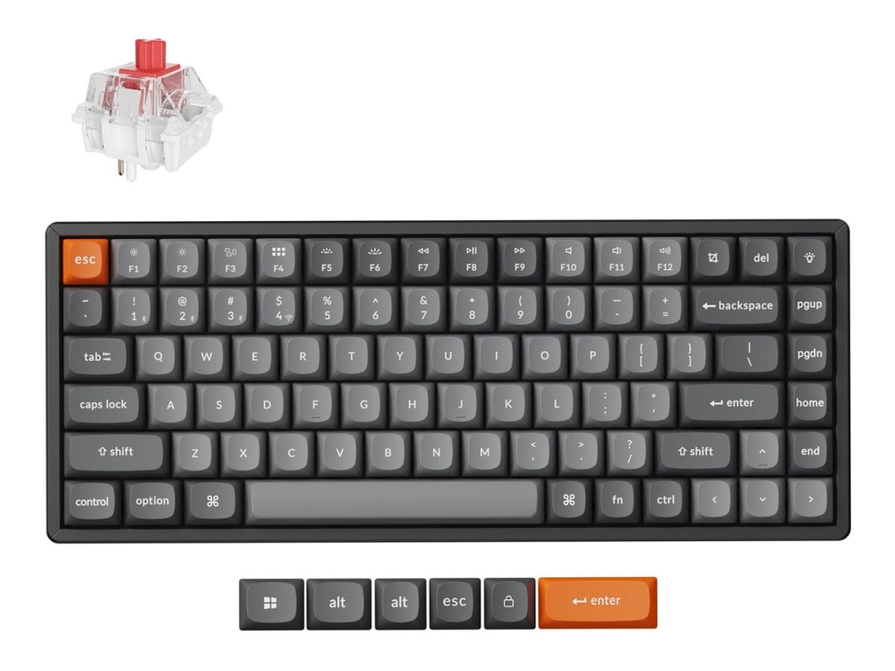 Keychron K2 Max, 75%, Verkabelt & Kabellos, Usb + Rf Wireless + Bluetooth, Mechanischer Switch, Rgb-Led, Schwarz, Grau