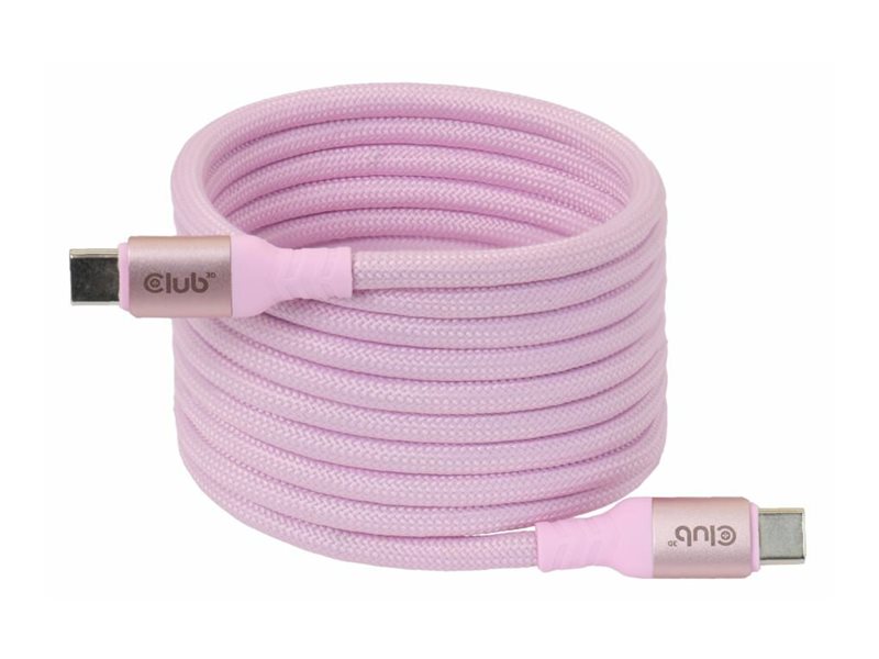 Club3d Usb-C Magnetic-Coil 240W Pink Cable, 2 M, Usb C, Usb C, Usb 2.0, Pink