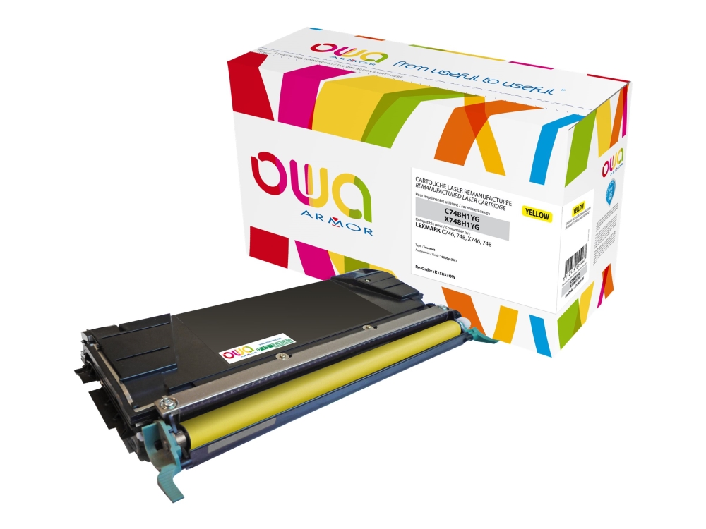 Owa - Høj Kapacitet - Gul - Kompatibel - Genproduceret - Tonerpatron (Alternativ Til: Lexmark C746, Lexmark X746, Lexmark X748) - For Lexmark C748de,