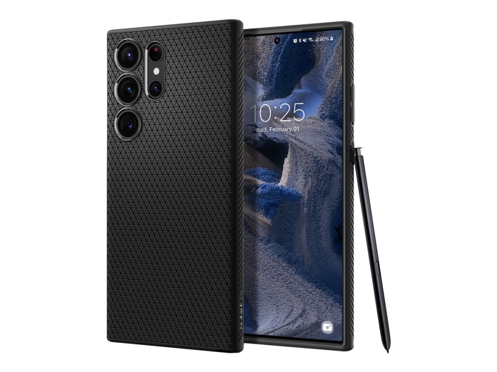 Spigen Liquid Air - Bagsidecover Til Mobiltelefon - Fleksibel Termoplastik Polyuretan (Tpu) - Mat Sort - For Samsung Galaxy S23 Ultra