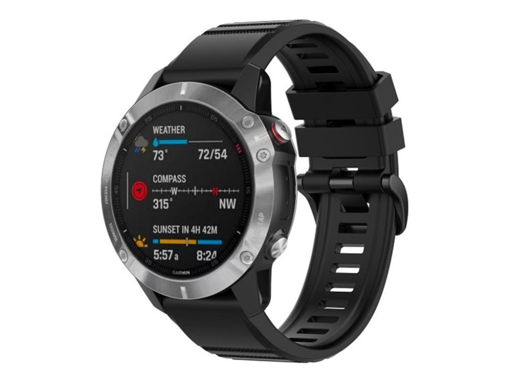 FIXED - Urrem for smart watch - 26 mm, silicone - sort - for Garmin Fenix 6X  Enduro  fenix 5X Plus  quatix 7X Sapphire Solar  Tactix 7, Delta