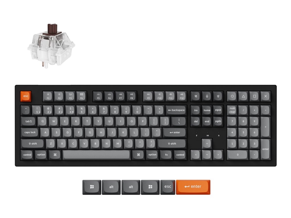Keychron K10 Max - Tastatur - Qmk , Mechanical - 100% - Bagbelyst - Trådløs - 2.4 Ghz, Bluetooth 5.1, Usb-C - Tastkontakt: Keychron Super Brown
