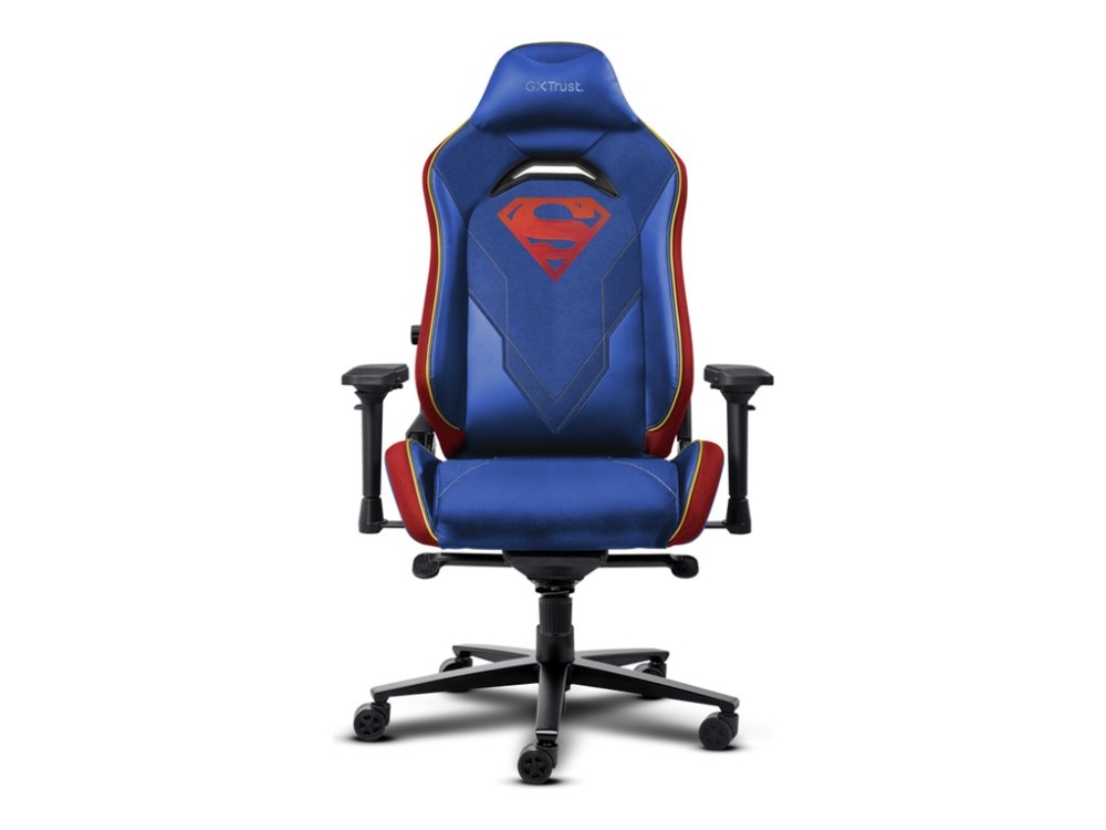 Trust Gxt 721Sm Ruya Pro Premium Superman - Spillestol - Ergonomisk - Armstøtter - T-Formet - Vippe - Tekstil, Polyuretan-Læder, Træramme - Blå