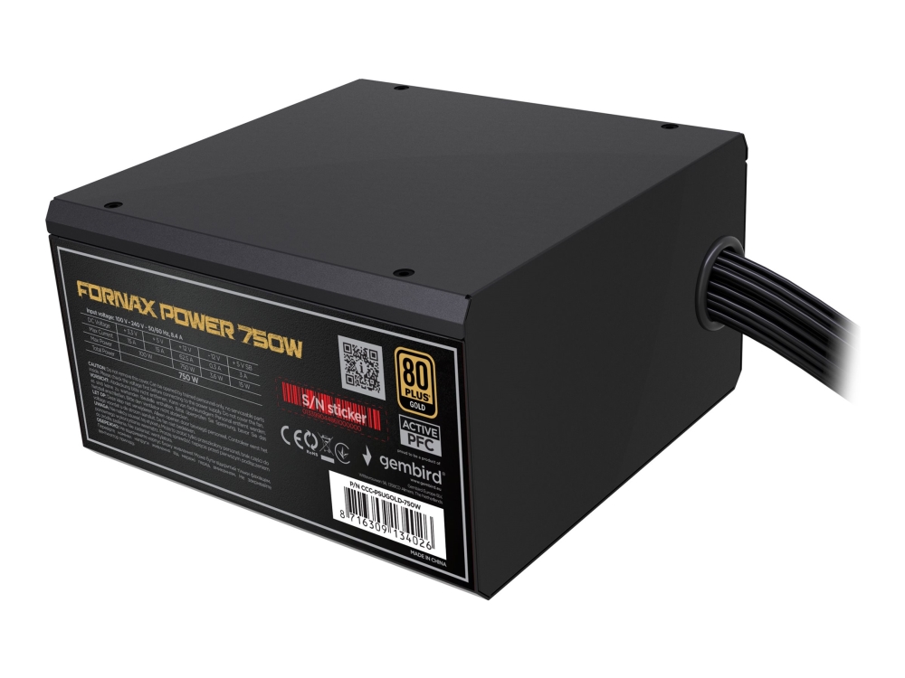 Gembird Ccc-Psubronze-750W - Strømforsyning (Intern) - Atx - 80 Plus Bronze - Ac 100-240 V - 750 Watt - Aktiv Pfc - Sort Pulverlakeret