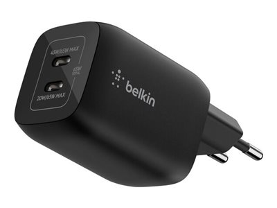 Belkin Gaming - Strömadapter - 65 Watt - Strömmatning 3.1 - 2 utdatakontakter (USB-C) - svart