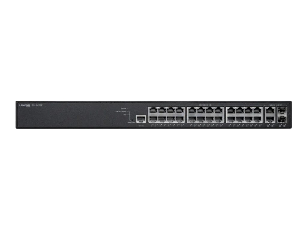 LANCOM GS-2426P - Switch - Administrerad - 24 x 10/100/1000 (PoE+) + 2 x 1 Gigabit SFP + 2 x combo Gigabit SFP/RJ-45 - skrivbordsmodell, rackmonterbar - PoE+ (185 W) | Datortillbehör - Nätverk - Switchar | GameStuff