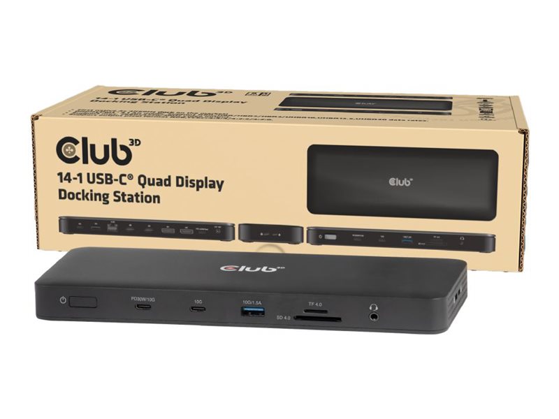 Club3d 14-1 Usb-C Quad Display Docking Station, Docking, Usb4, 4 G, 147 G, 8473 3020
