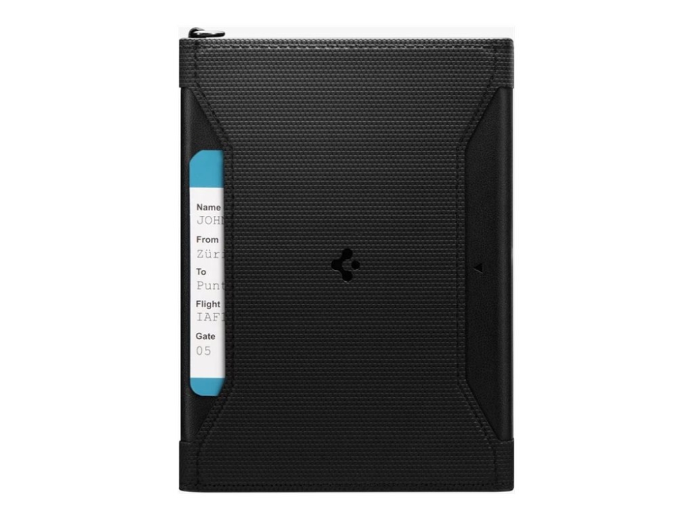 Spigen - Lomme for pass - vegan Velo leather - svart