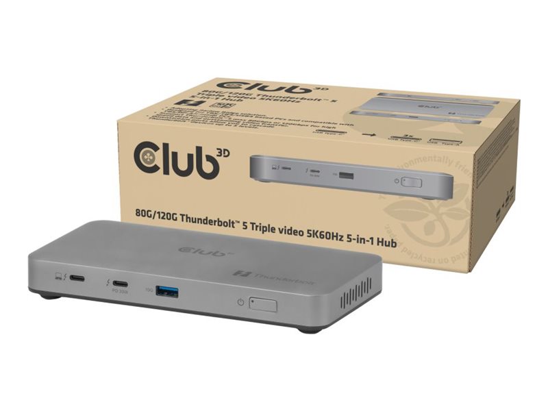 Club 3D - Dockningsstation - Thunderbolt 5 - 180 Watt | Datorer & Surfplattor - Bärbara tillbehör - Port Replicator och dockning | GameStuff