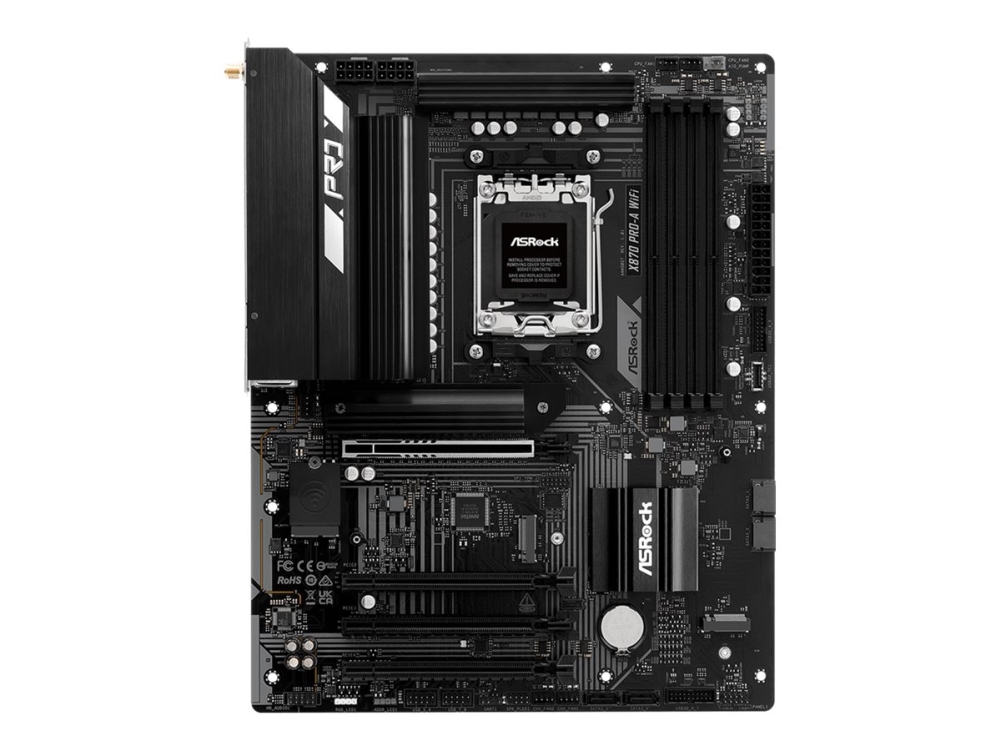 ASRock X870 PRO-A WIFI - Moderkort - ATX - Socket AM5 - AMD X870 Chipuppsättning - USB4, USB 3.2 Gen 1, USB 3.2 Gen 2, USB-C 3.2 Gen 1 - 2.5 Gigabit LAN, Wi-Fi 7, Bluetooth - inbyggda grafiken (CPU krävs) - HD-ljud (8 kanaler) | Datorkomponenter - Moderkort - AMD Moderkort | GameStuff