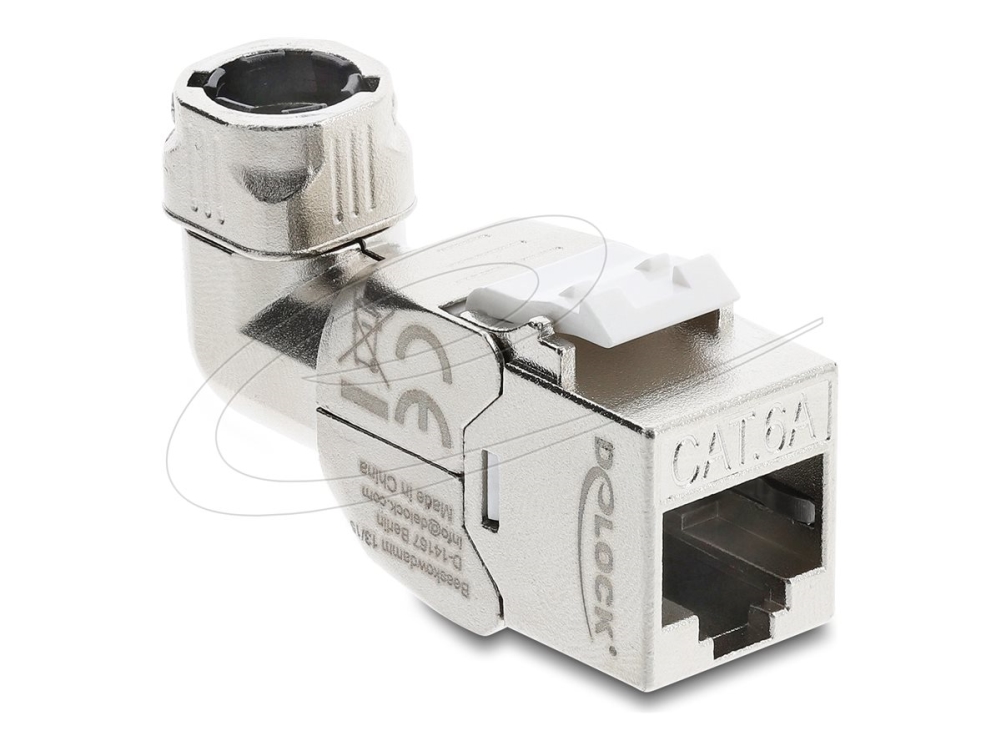 Delock Keystone Modul Rj45 Buchse Zu Lsa Cat.6A Werkzeugfrei 90° Winkelbar Geschirmt Für Kabeldurchmesser Von 5,0 - 8,5 Mm, Flach/Winkelförmig, Silbe