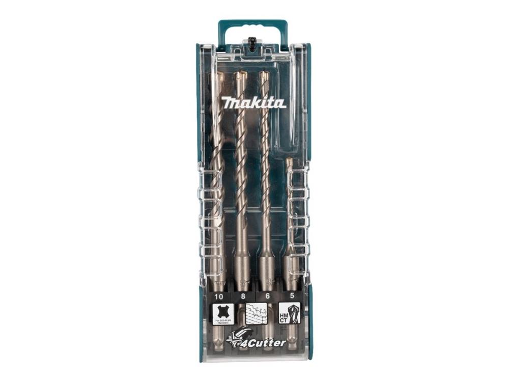 Makita - Borrsats - för betong - 4 delar - 5 mm, 6 mm, 8 mm, 10 mm - SDS-plus - längd: 160 mm, 110 mm | Elverktyg - Tillbehör - Bitar & Borrset | GameStuff