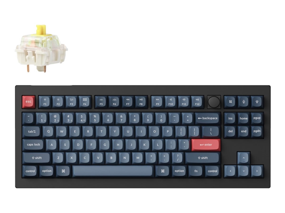 Keychron V3 Max - Tangentbord - QMK/VIA, anpassat mekaniskt, helt monterat reglage - TKL - bakgrundsbelyst - trådlös - USB-C, Bluetooth 5.1, 2.4 GHz, USB - tangentbrytare: Gateron Jupiter Banana (Hot-swappable) - kolsvart