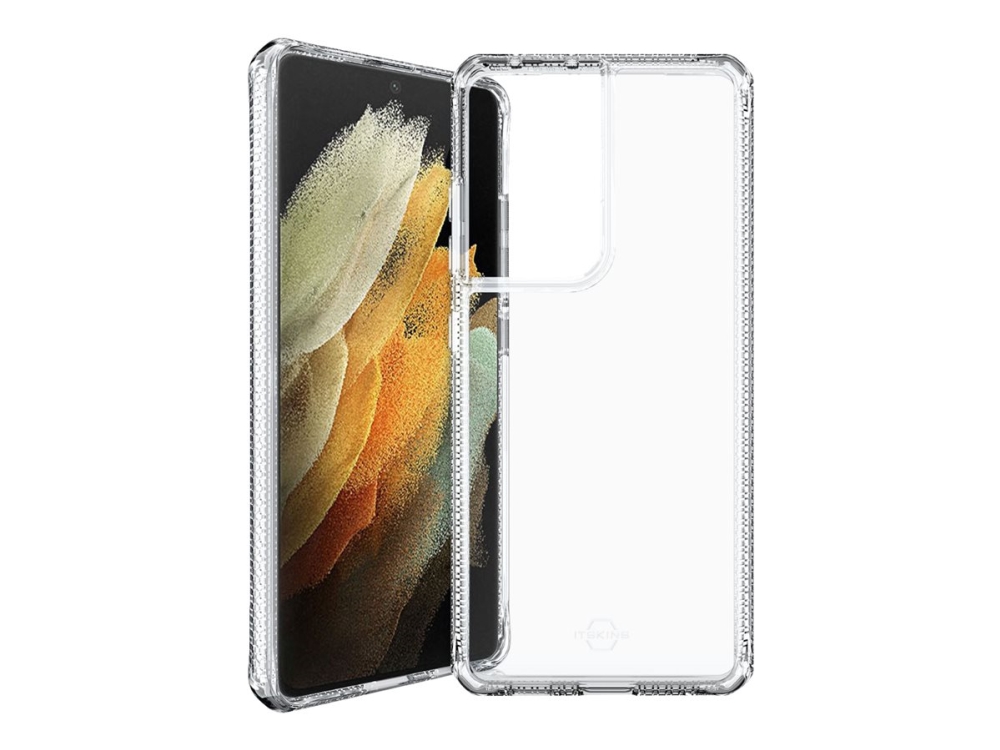 ITSKINS HYBRID // CLEAR - Bagsidecover til mobiltelefon - polykarbonat, termoplastisk polyuretan (TPU) - gennemsigtig - for Samsung Galaxy S21 Ultra 5G