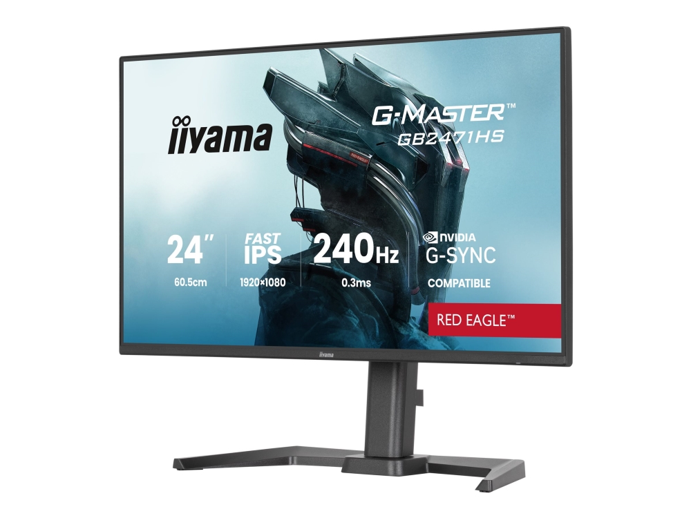 Iiyama G-Master Red Eagle Gb2471hs-B1 - Led-Skærm - Gaming - 24" - 1920 X 1080 Full Hd (1080P) @ 240 Hz - Fast Ips - 350 Cd/M² - 1000:1 - 0.3 Ms - Hd
