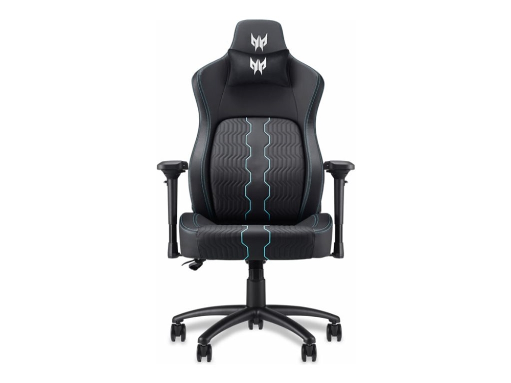 Acer Predator Rift Pro Pgc371 - Spillestol - Ergonomisk - Armstøtter - T-Formet - Vippe - Drejeled - Metalramme, Syntetisk Læder - Sort Med Blå Detal