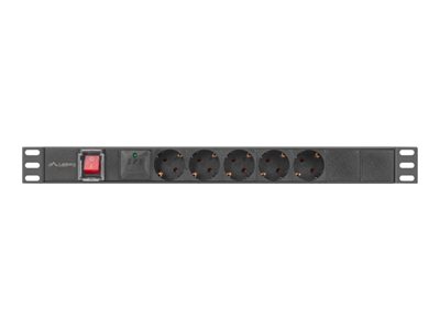 Lanberg - Kraftdistributionsenhet (kan monteras i rack) - 2500 Watt - ingång: IEC 60320 C14 - utgångskontakter: 5 (Typ F) - 1U - 19 - 2 m sladd - svart | Datorer & Surfplattor - UPS - UPS tillbehör | GameStuff