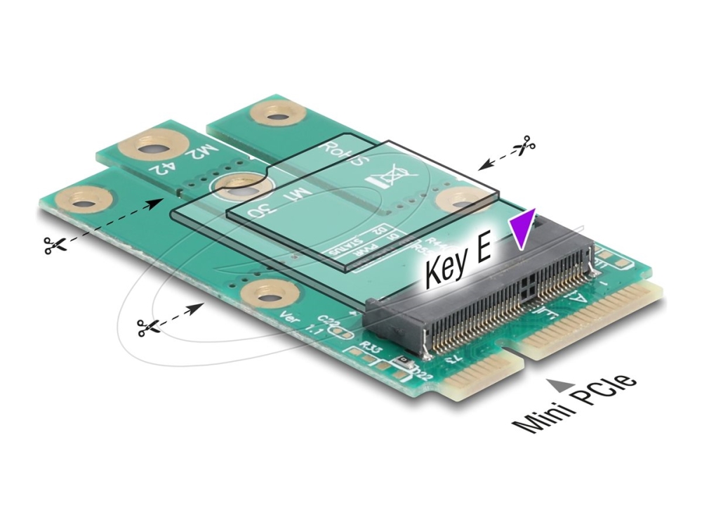 Delock - Interfaceadapter - Til M.2 Key E Slot - M.2 - M.2 Card - Pcie Mini Card, Usb 2.0