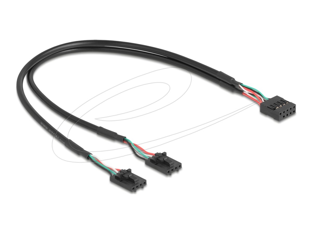 Delock - Usb Internt Kabel - 4-Pin Usb 2.0 Samlekasse (Hun) Til 10 Pins Usb-Samlekasse (Han) - 30 Cm - Sort