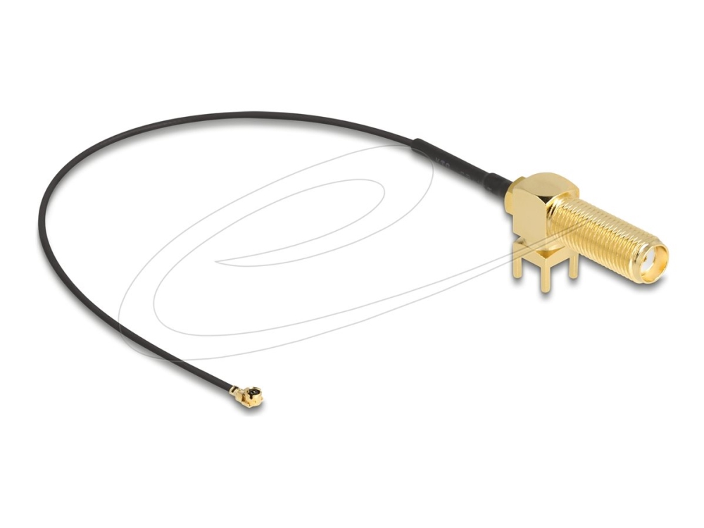 Delock Antenna Cable Sma 90° Pcb Jack Bulkhead, 0,15 M, Sma, I-Pex Mhf1, Schwarz, Gold