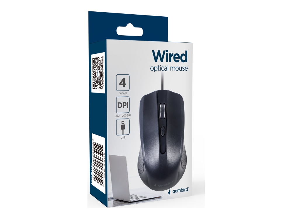 Gembird - Mus - Optisk - 4 Knapper - Kablet - Usb