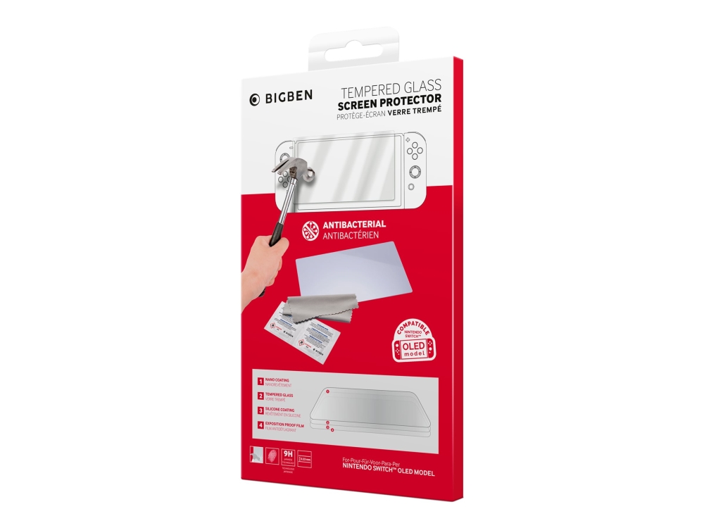 Bigben Interactive Tempered Glass Screen Protector – Switch Oled, Displayschutz, Nintendo Switch Oled, Transparent, Gehärtetes Glas, Kratzresistent,