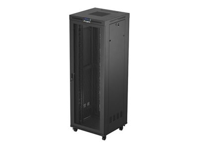 Lanberg Ff01 Series - Rack Kabinet - 800 X 800, Flat Pack, With Mesh Door, Lcd - Med Lcd Skærm, Termostat, 4 Køleblæsere - Fritstående, Gulvstående -