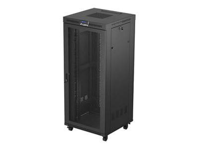 Lanberg Ff01 Series - Rack Kabinet - 800 X 800, Flat Pack, With Mesh Door, Lcd - Med Lcd Skærm, Termostat, 4 Køleblæsere - Fritstående, Gulvstående -
