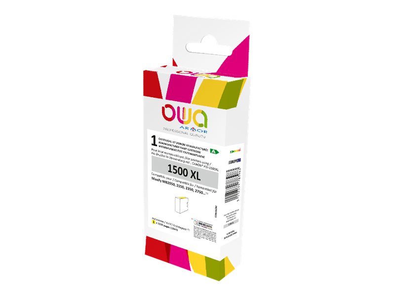 Owa - 12 Ml - Gul - Kompatibel - Genproduceret - Blækpatron (Alternativ Til: Canon Pgi-1500Xl Y) - For Canon Maxify Mb2050, Mb2150, Mb2155, Mb2350, M