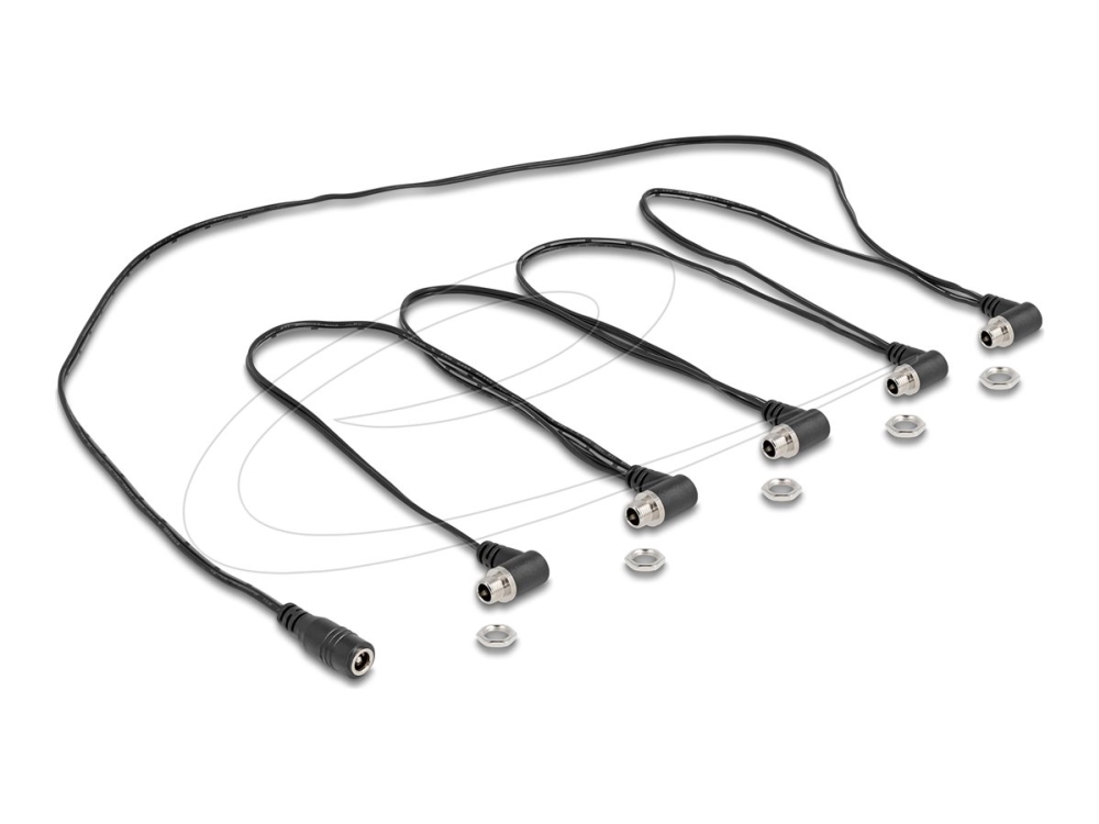Delock - Strøm-Splitter - Dc Jack 2.1 X 5.5 Mm (Hun) Til Dc Jack 2.1 X 5.5 Mm (Hun) Vinklet - 48 V - 5 A - Sort