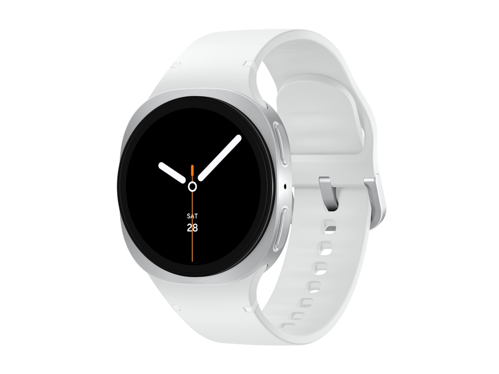 Samsung Galaxy Watch8 - 40 mm - silver - smart klocka med sportband - gummi - vit - band: S/M - display 1.34 - 32 GB - NFC, Bluetooth, Wi-Fi - 30 g