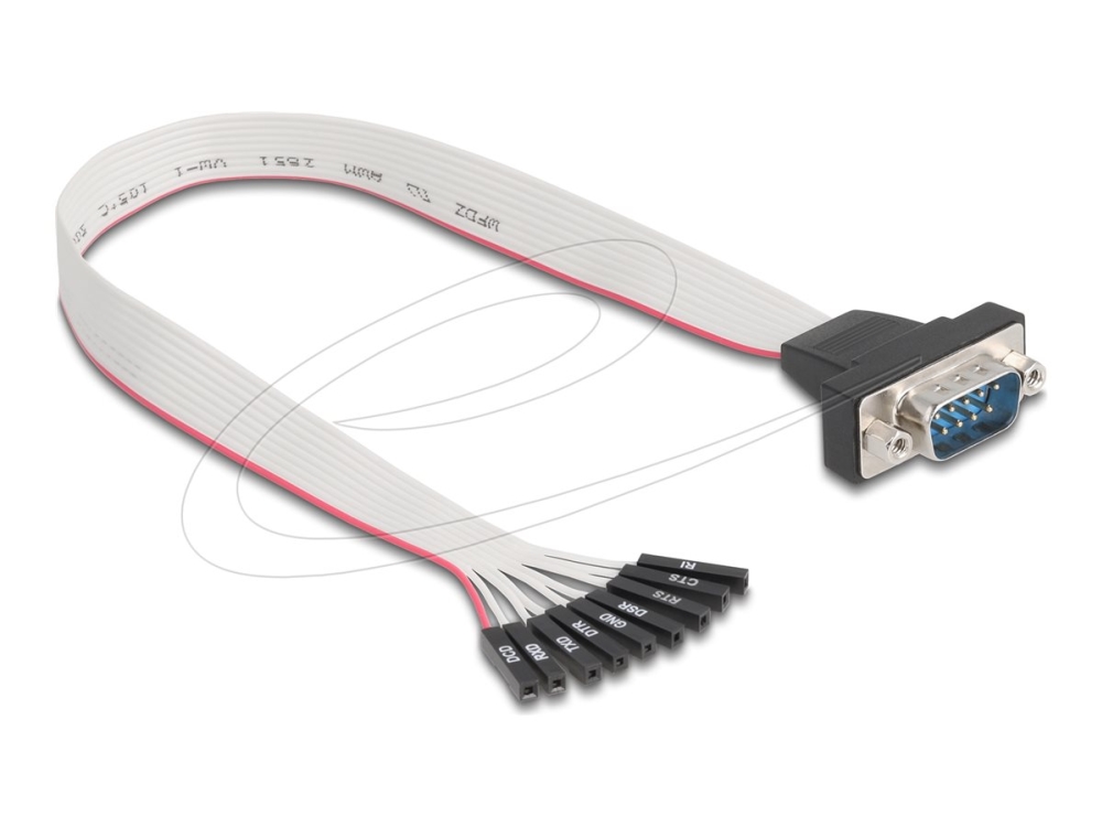 Delock - Serielt Kabel - 9 Pin Seriesamlekasse (Hun) Til Db-9 (Han) - 30 Cm - Understøtter Rs-232 Seriell Interface, Flad Bånd - Grå