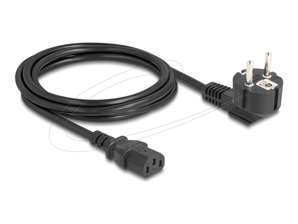 Delock Pc Power Cord Earthed Plug Cee 7/7 90° Angled To C13 Female, 2 M, 3 X 0.75 Mm² Black, 2 M, Power Plug Type E+F, Iec C13, H05vv-F, 250 V