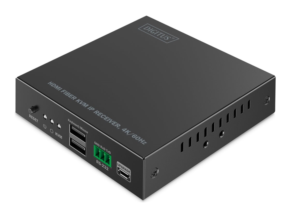 Digitus Hdmi Fiber Kvm Ip Receiver, 4K/60Hz, Receiver, Wired, 40000 M, 3840 X 2160 Pixels, 60 Hz, Black