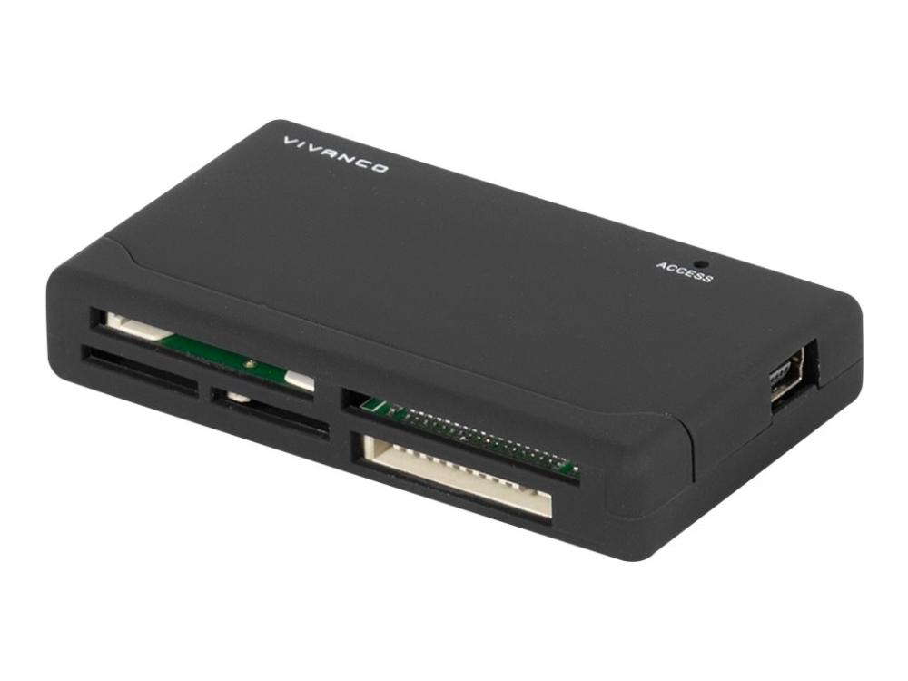 Vivanco 34296, Compact flash (CF), MMC, MS Duo, MS PRO, MicroSD (TransFlash), MiniSD, RS-MMC, SD, SDHC, SDXC, xD, Svart, 480 Mbit/s, USB 2.0, 5 V, 0,5 m | Foto och video - Foto- & videotillbehör - Minneskortsläsare | GameStuff