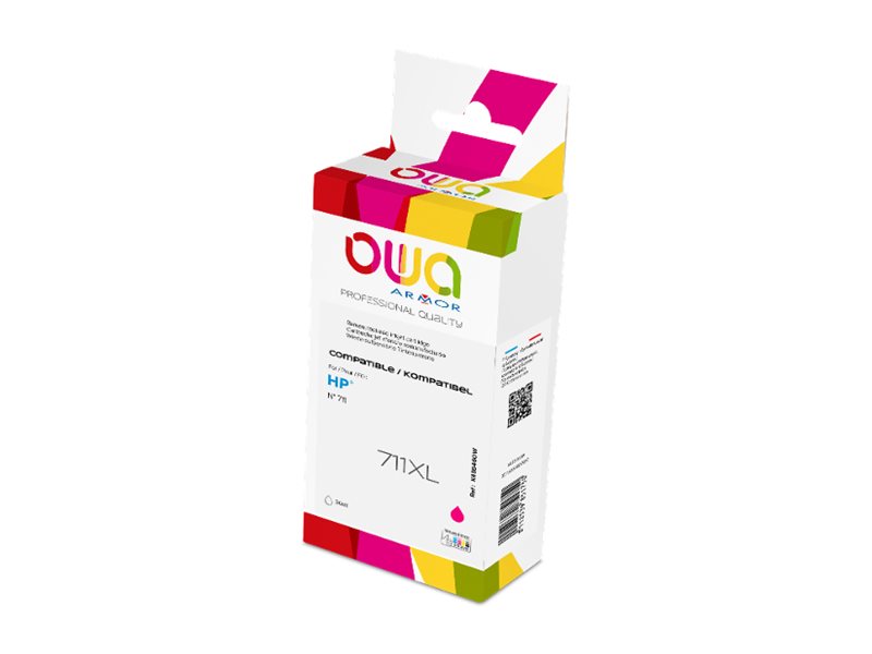 Owa - 30 Ml - Magenta - Kompatibel - Hængekasse - Genproduceret - Blækpatron (Alternativ Til: Hp 711) - For Hp Designjet 120, 130, T120, T520, T525,