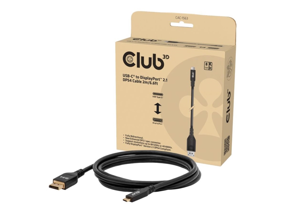 Club3d Cac-1563, 2 M, Displayport, Male, Male, 4 G, 45 G