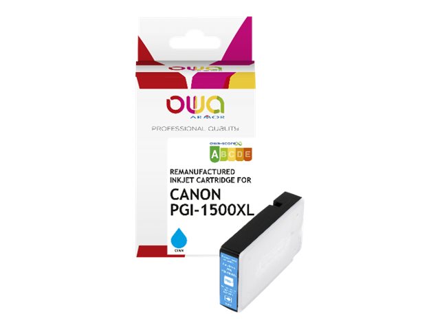Owa - 12 Ml - Cyan - Kompatibel - Genproduceret - Blækpatron (Alternativ Til: Canon Pgi-1500Xl C) - For Canon Maxify Mb2050, Mb2150, Mb2155, Mb2350,