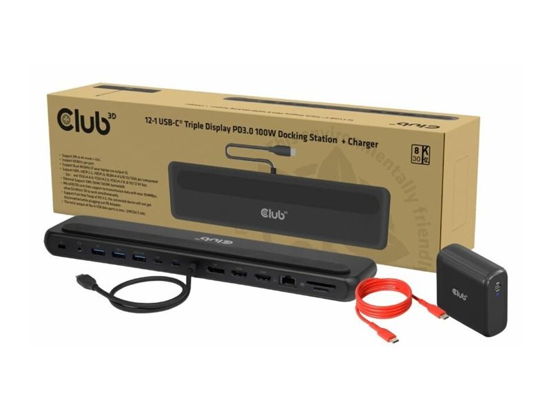 Club 3D - Dockningsstation - för bordsdator, laptop - USB-C - 2 x HDMI, DP - 1GbE | Datorer & Surfplattor - Bärbara tillbehör - Port Replicator och dockning | GameStuff