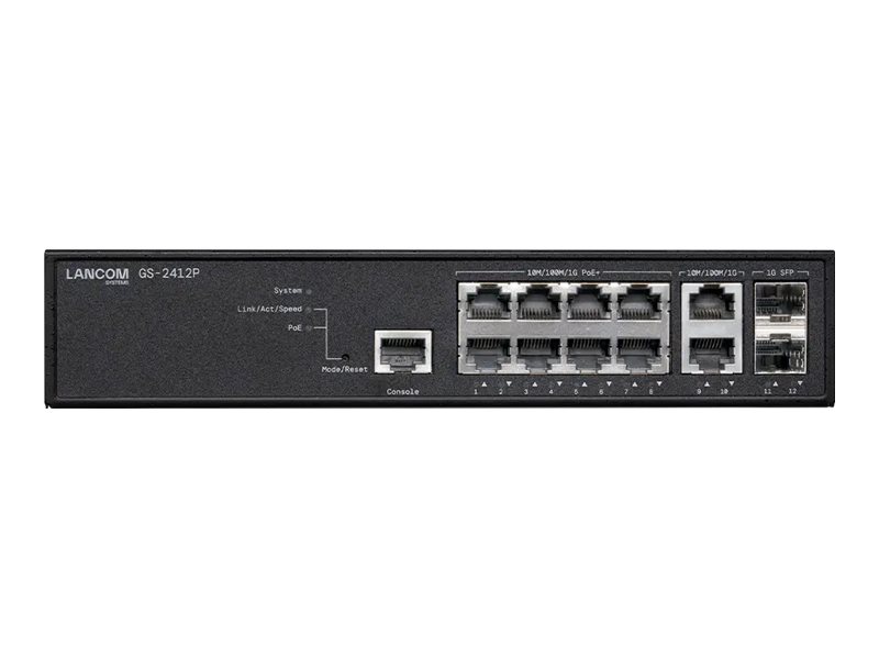 LANCOM GS-2412P - Switch - Hanterad - 8 x 10/100/1000 (PoE+) + 2 x 1 Gigabit SFP + 2 x 10/100/1000 - rackmonterbar - PoE+ (130 W) | Datortillbehör - Nätverk - Switchar | GameStuff