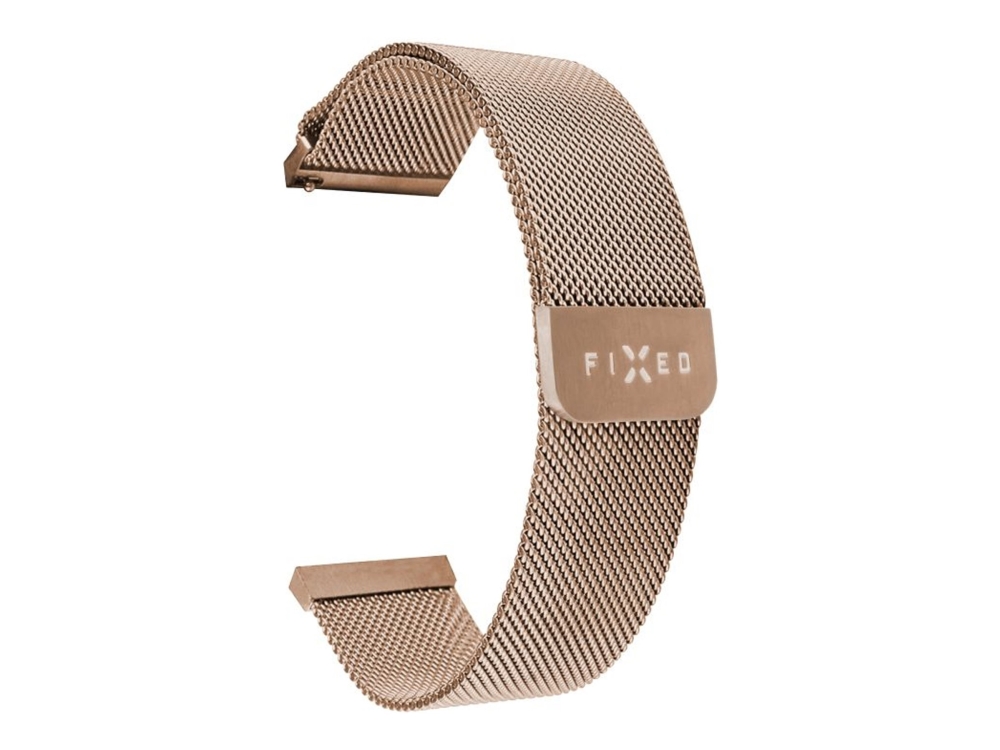 Fixed | Mesh Strap With Quick Release, 18Mm, Stainless Steel Mesh Strap For Smartwatch | Gold