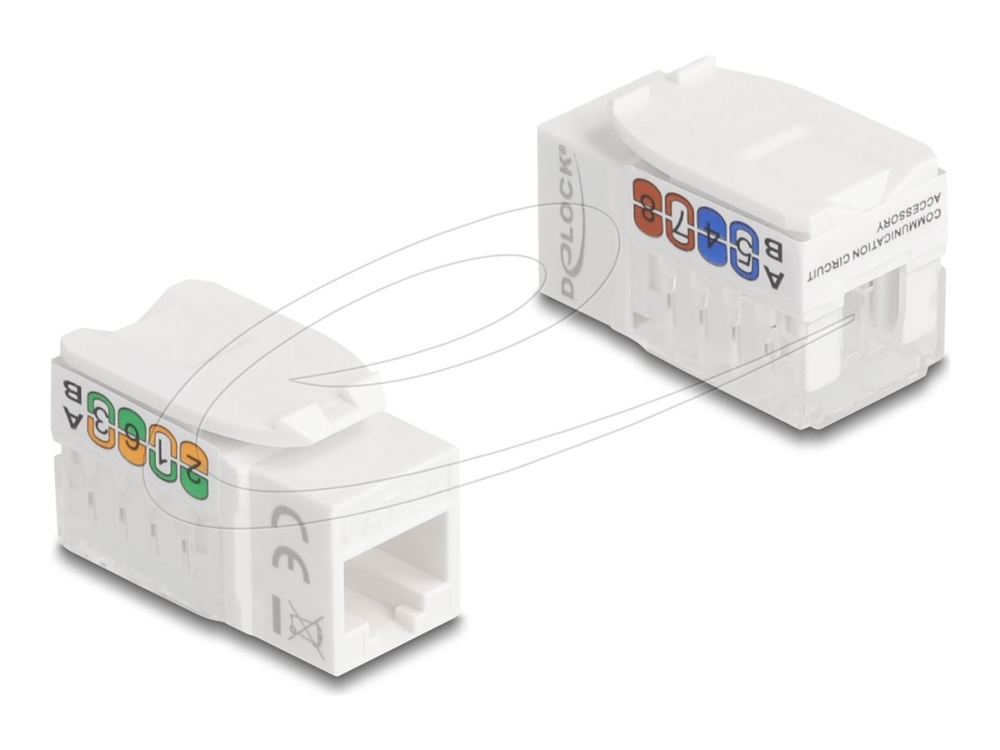 Delock - Modular Indlæg - Værktøjsfri - Cat 6A - Utp - Rj-45, Lsa - Hvid