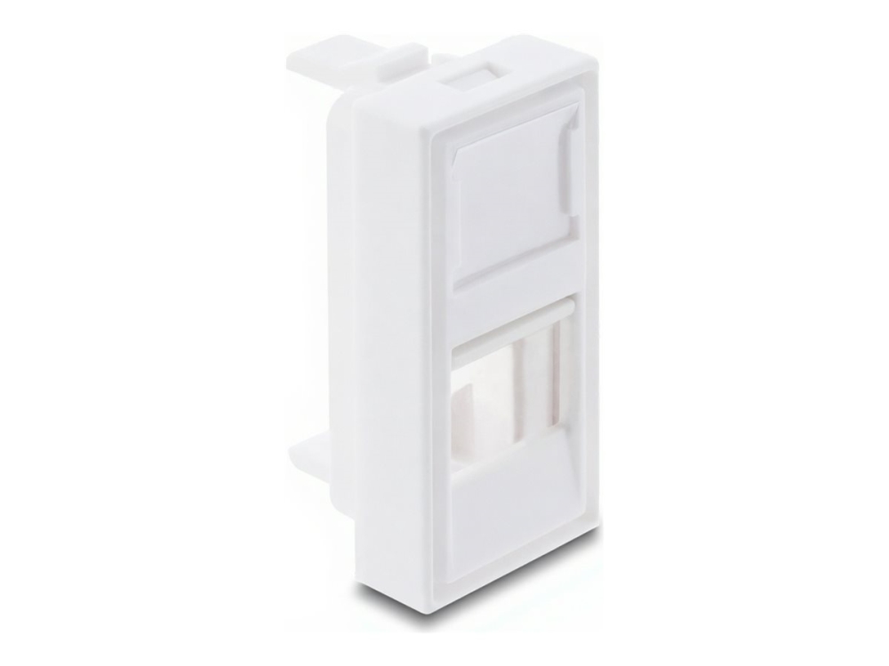 Delock - Easy 45 - Klik I-Modul - Dæksel, Port Med Støvkappe, 22,5 X 45 Mm - Med Mærkatvindue - 2 Gange - 2 Moduler - Hvid