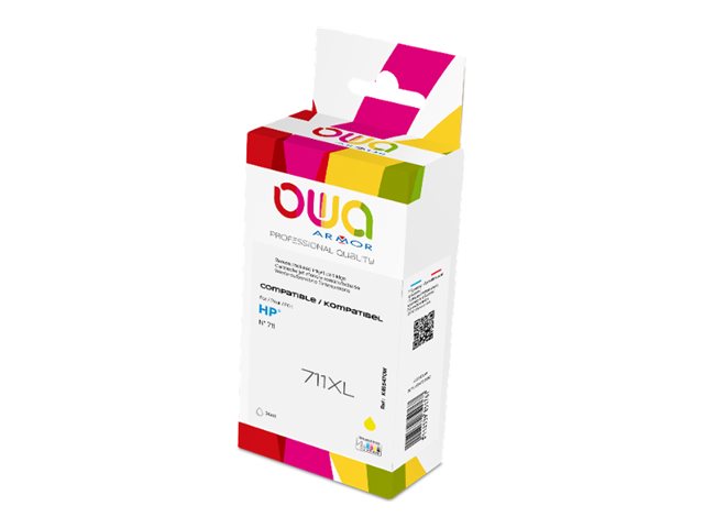 Owa - 30 Ml - Gul - Kompatibel - Genproduceret - Blækpatron (Alternativ Til: Hp 711) - For Hp Designjet 120, 130, T120, T520, T525, T530